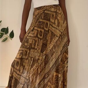 Brown Patterned Maxi Skirt